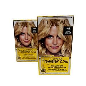 Lot of 2 L'Oreal Paris Superior Preference Hair Color 9G Light Golden Blonde New